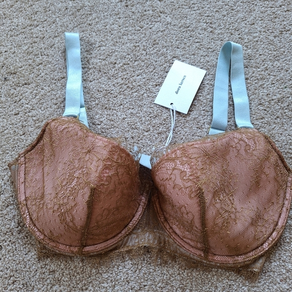 NWT Dora Larsen Celi Half Pad Underwire Bra Adjustable Khaki/Blue Size 34DD - Picture 1 of 7